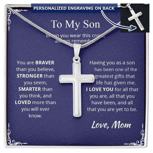 To My Son | I Love You - Personalized Cross Necklace